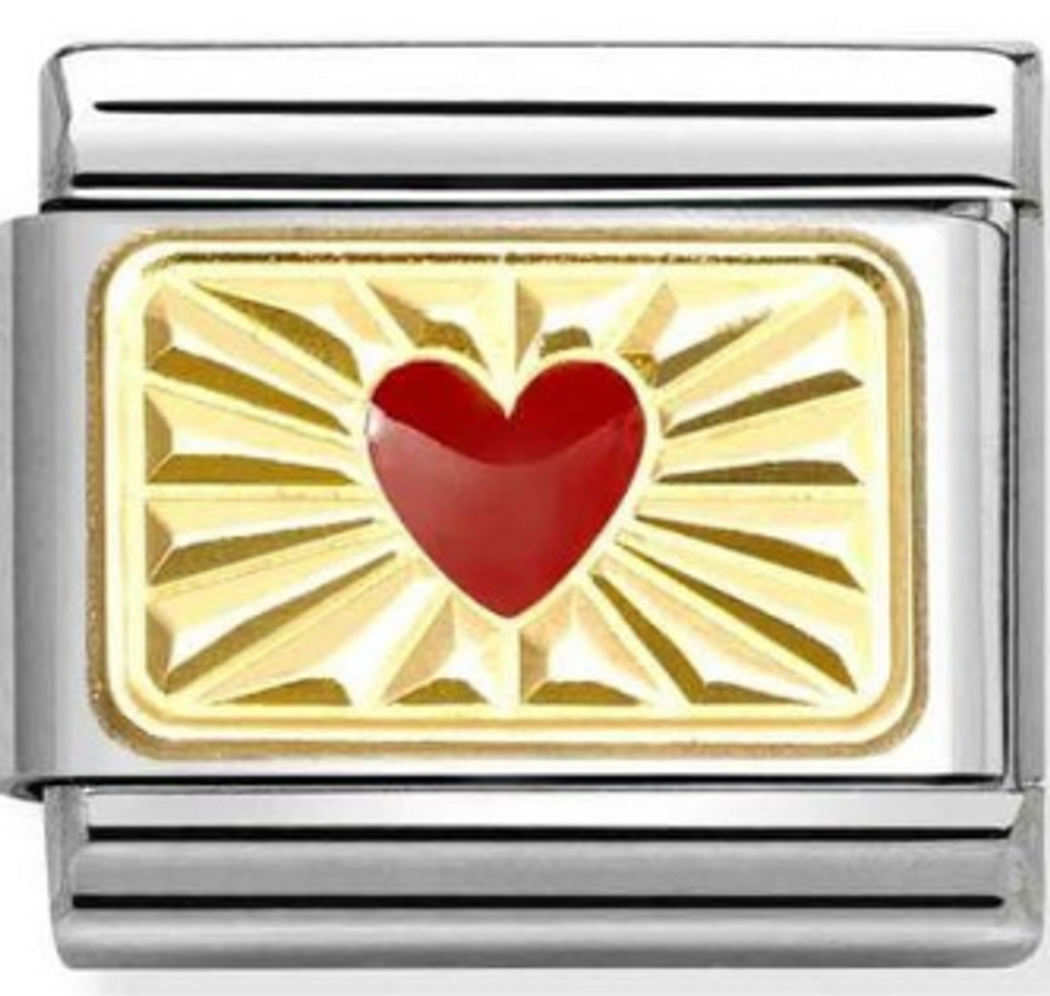 Nomination Link 18K zawieszka złoto Płytka z czerwonym sercem 030284 58.png